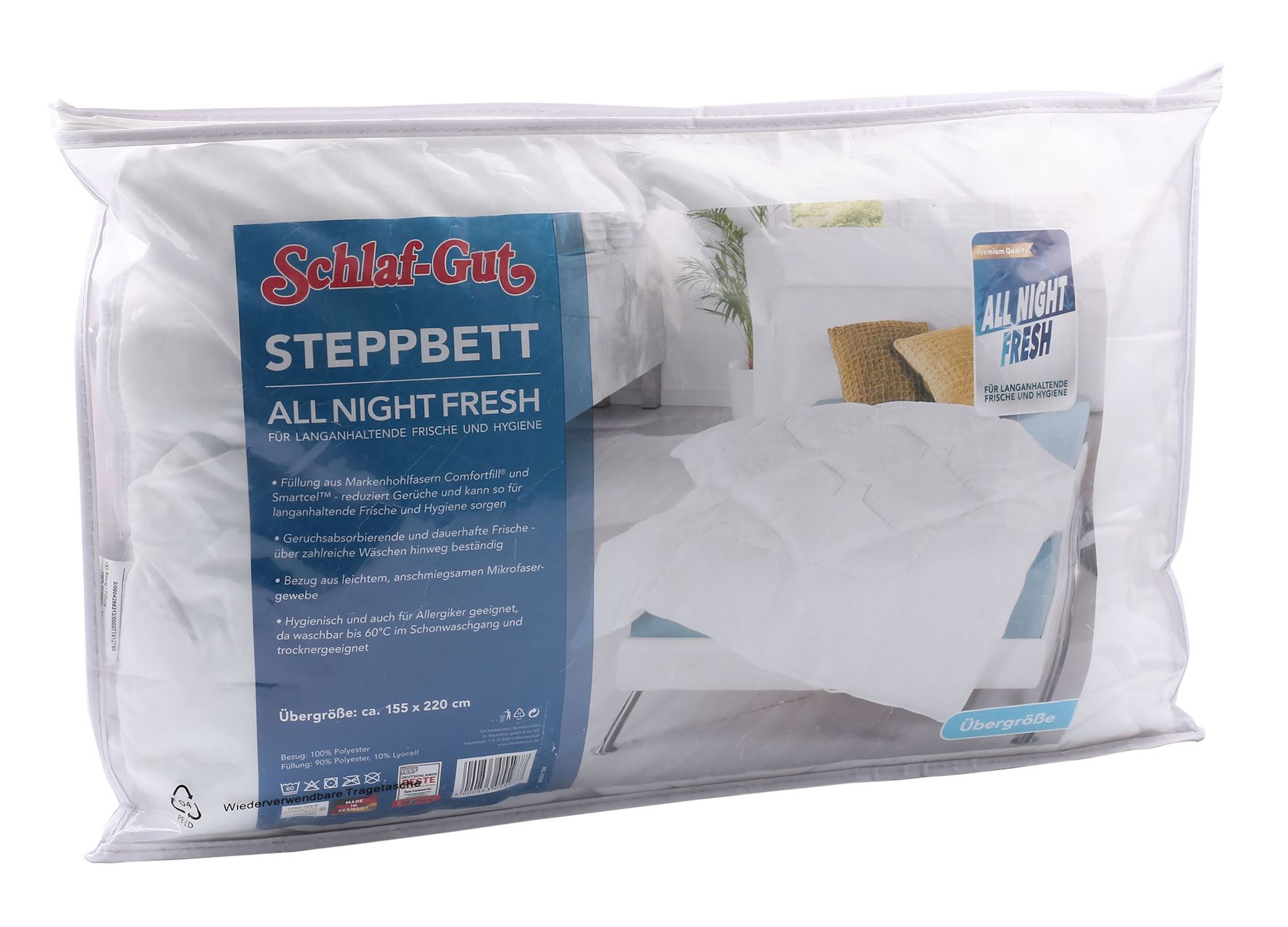 Steppdecke Steppbett Bettdecke 155x220 ALL night fresh allergiker geeignet