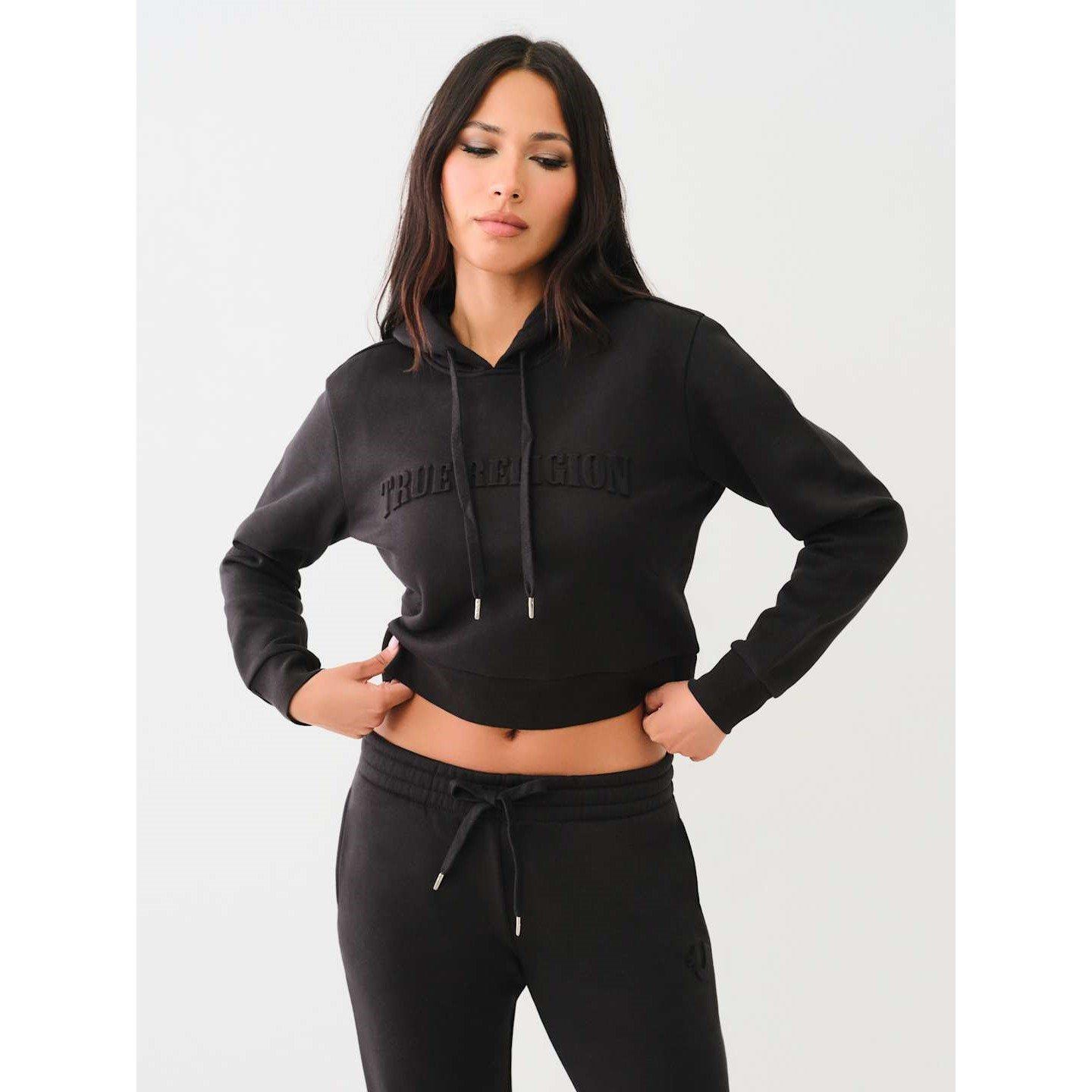 True Religion TR Logo Embossed Hoodie Womens
