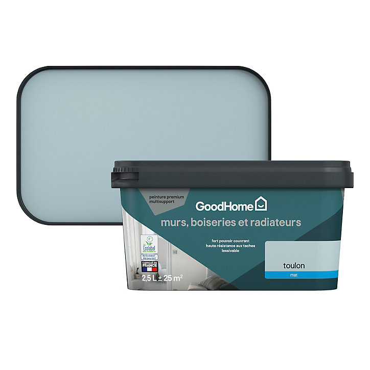 Peinture intérieure couleur murs, boiseries et radiateurs GoodHome mat toulon bleu 2.5L