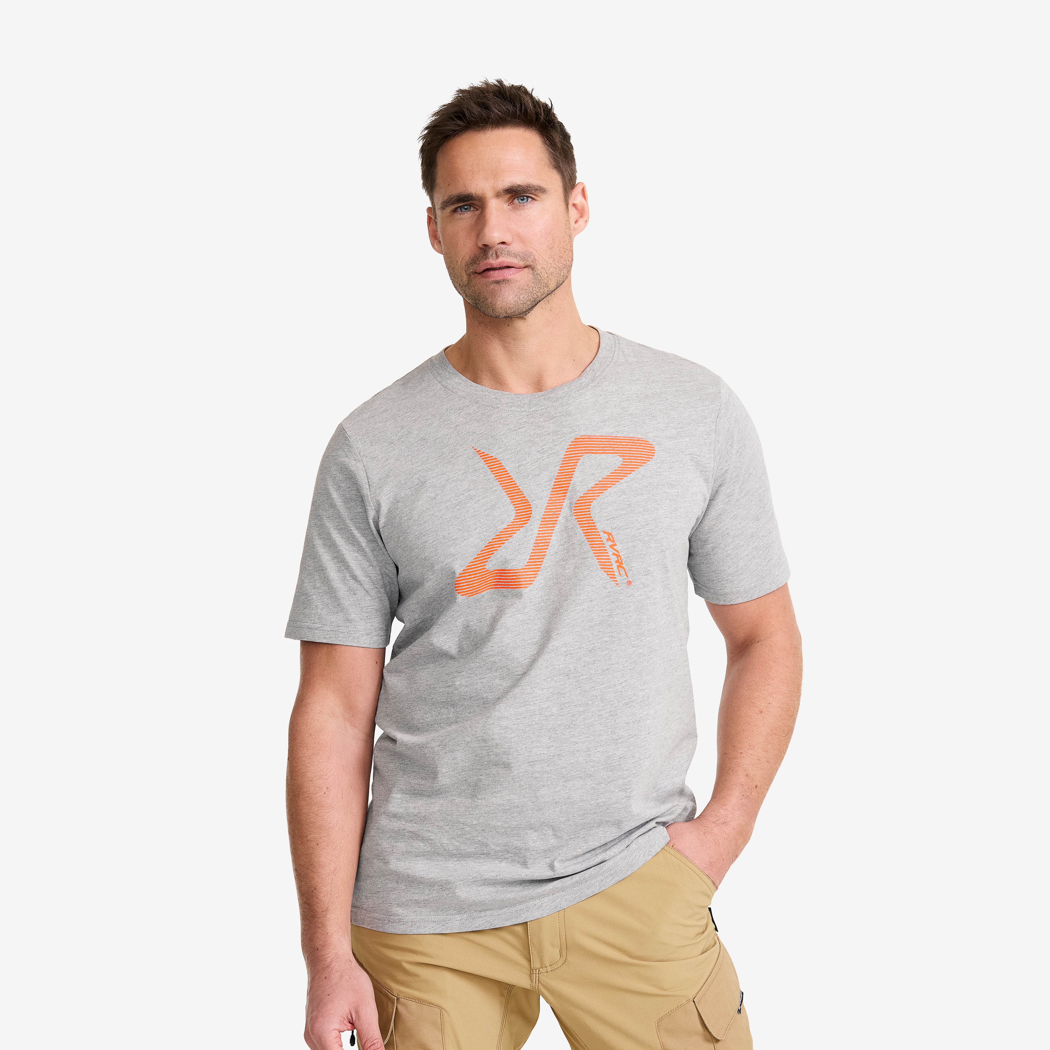 Easy Graphic Logo T-Shirt Herre Grey Melange/Orange