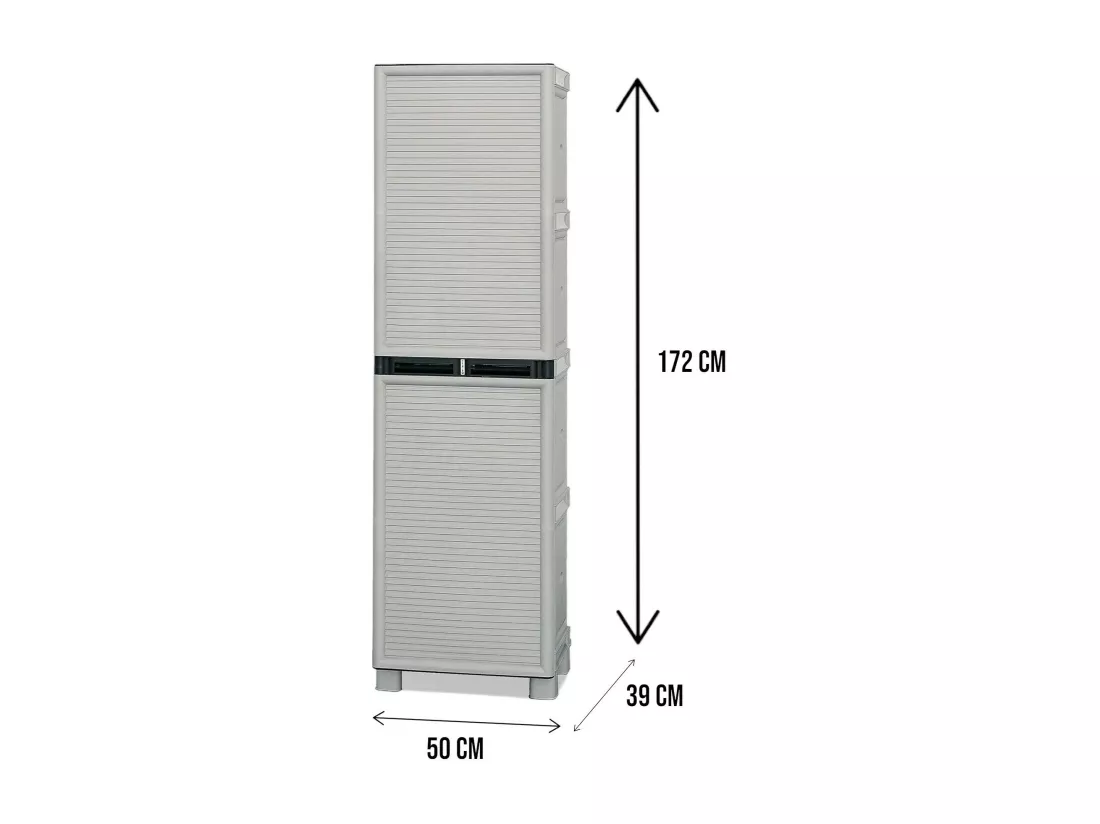 Armoire d'extérieur Liège, Mobilier d'extérieur, Armoire de buanderie polyvalente, 100% Made in Italy, Gris clair, 50x39h172 cm