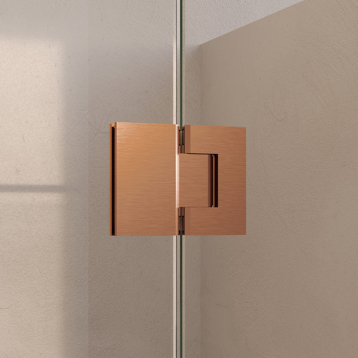 Brauer Void profielloze nisdeur 110cm met draaideur 60cm aan glas koper geborsteld PVD