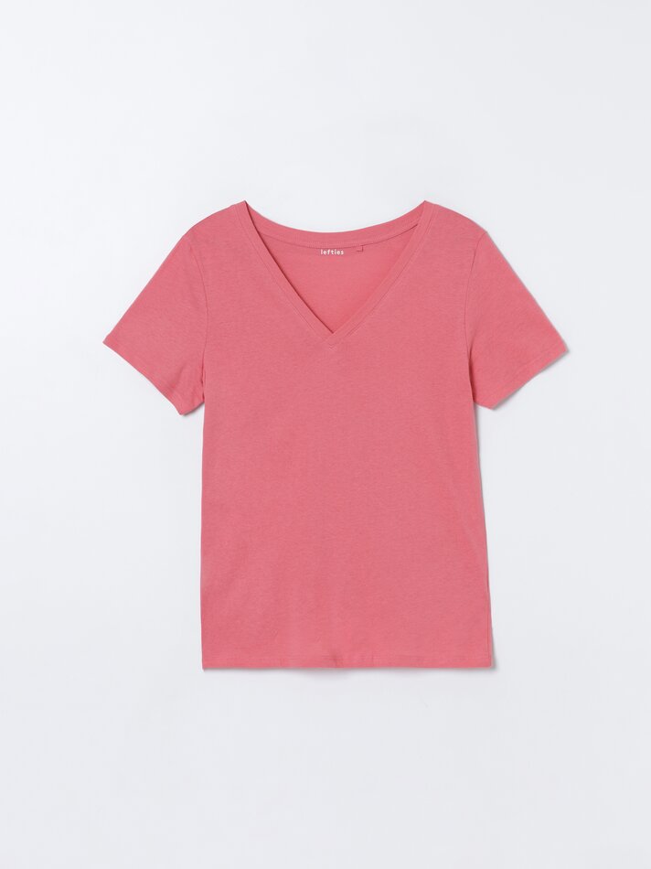 Pacote com 4 camisetas de gola V sortidas - Salmão