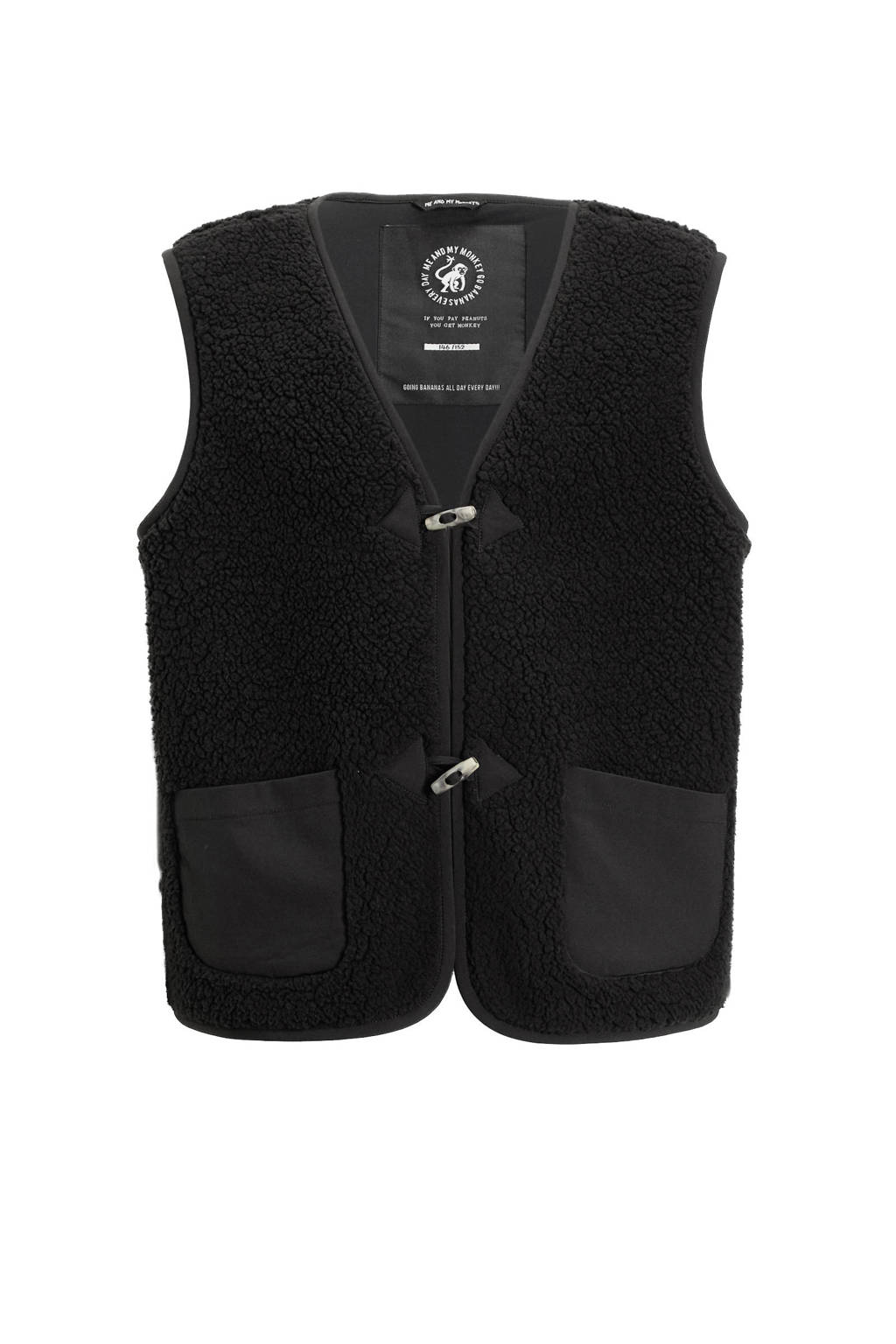 Me & My Monkey teddy gilet Roa zwart