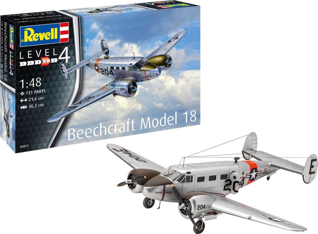 Revell - Beechcraft Model 18 Fly Byggesæt - 1:48 - Level 4 - 03811