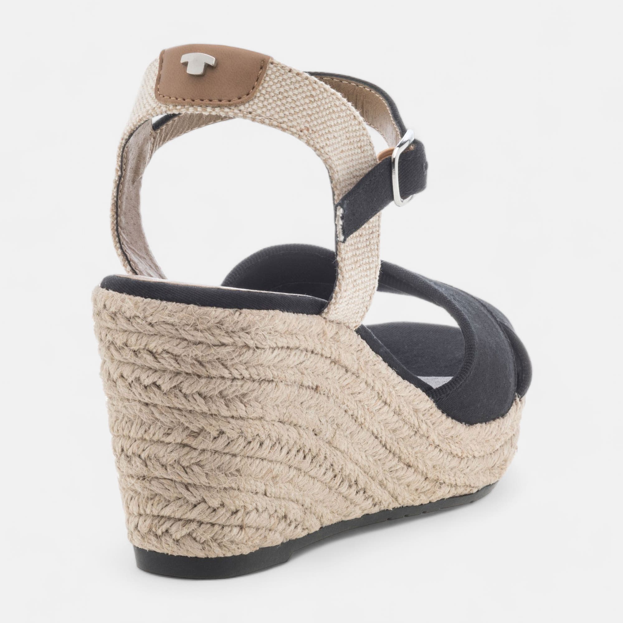 Espadrilles à talon compensé Femme noir