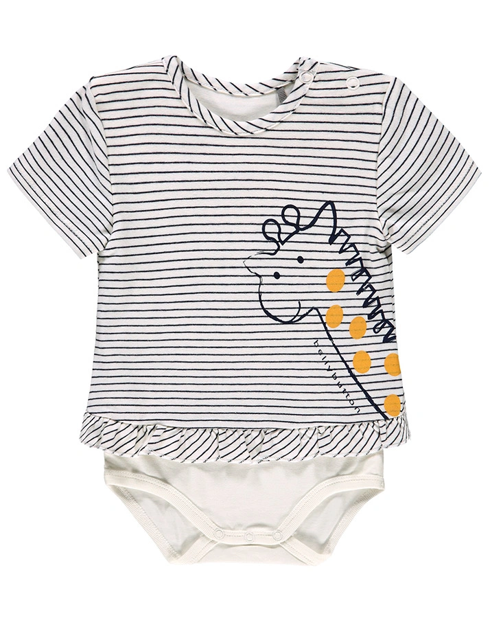 Kurzarmbody TINY GIRAFFE gestreift in offwhite
