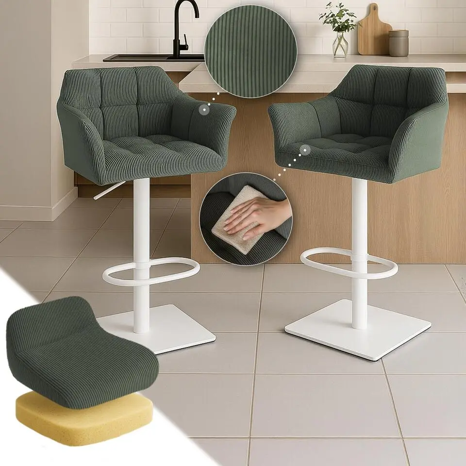 CLP Barkruk Damaso wit Frame - Ribstof - groen