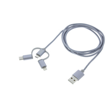 Q-link 3 in 1 multi laadkabel voor USB C, iPhone en micro USB