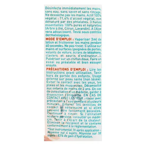 Loção desinfetante em spray Puressentiel, antibacteriana para mãos e superfícies, 80ml