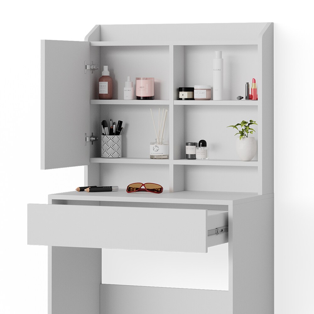 Vicco Schminktisch Frisiertisch Frisierkommode Laura Weiß 70x136 cm Spiegelschrank modern Schlafzimmer Kommode Schminkspiegel Schrank Schublade Kosmetiktisch Make-Up-Tisch