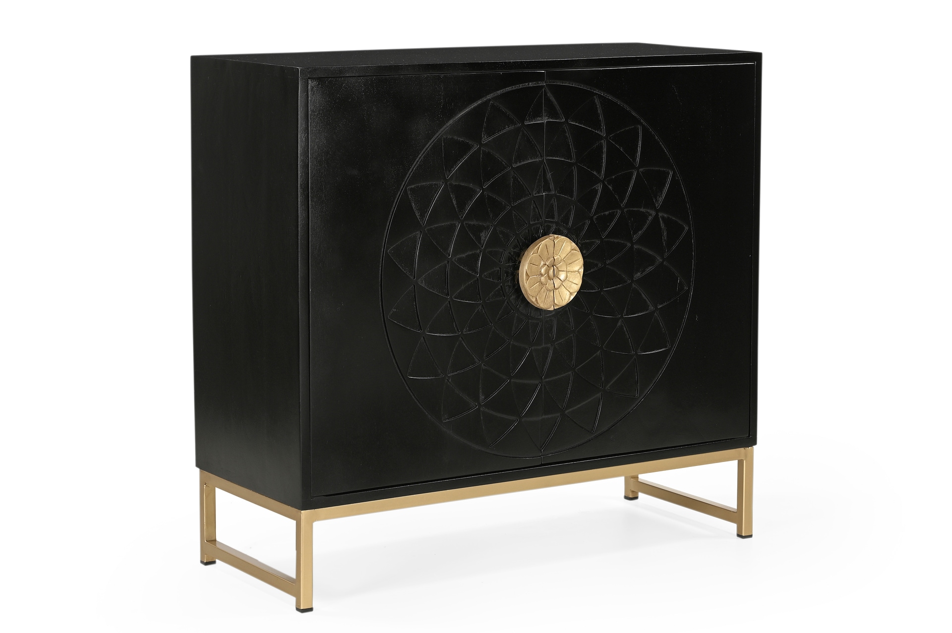Kommode ARAS Holz 85 x 80 cm schwarz/goldfarbig