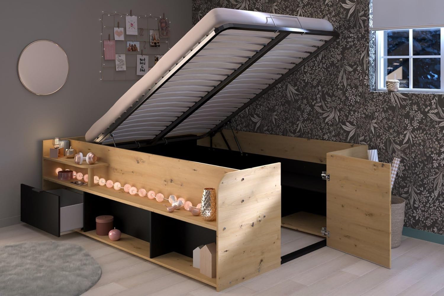 Parisot Stauraum-Hochbett Travel Artisan Eiche
