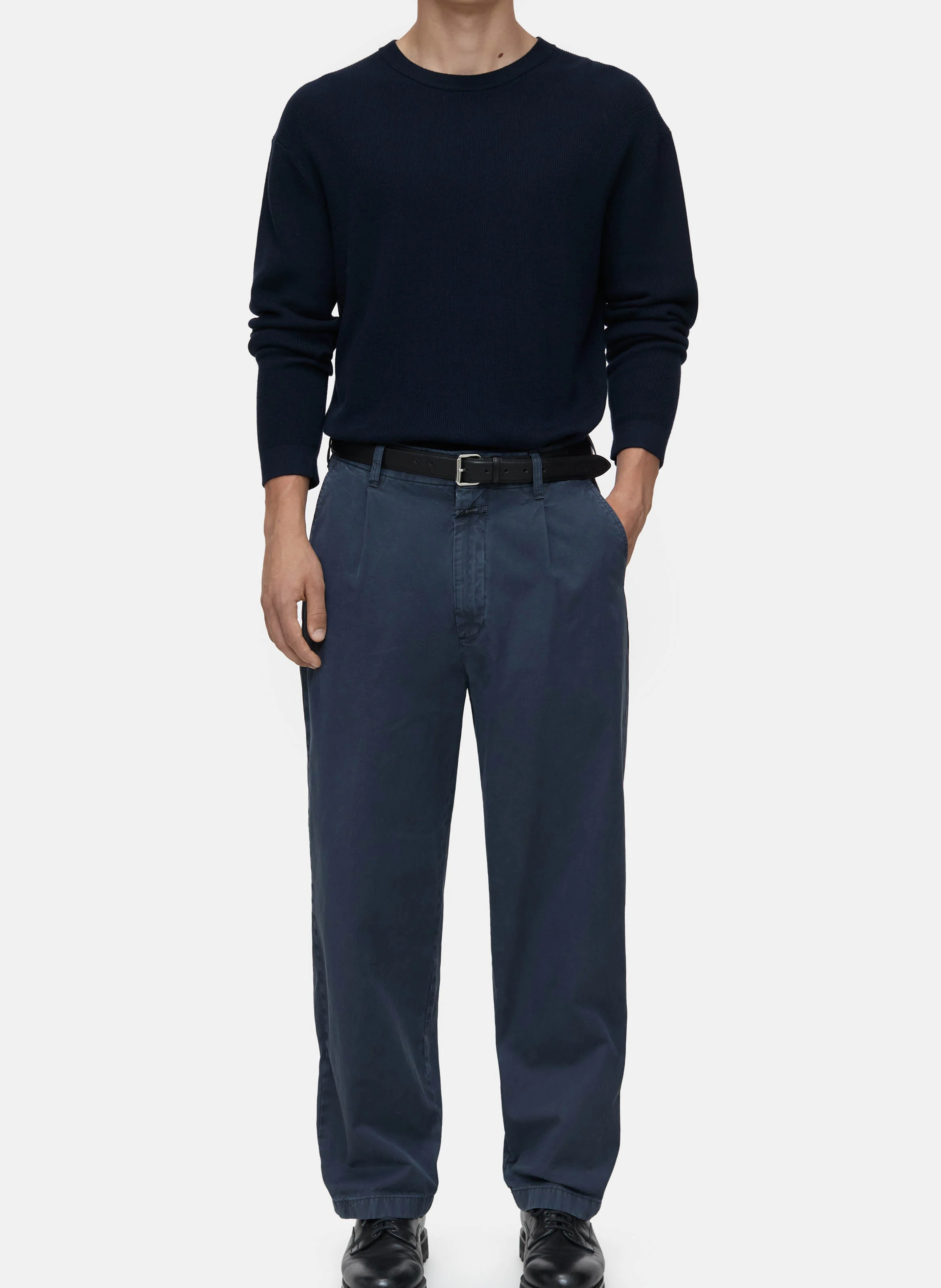 BLOMBERG - Pantalon large en sergé de coton | Bleu