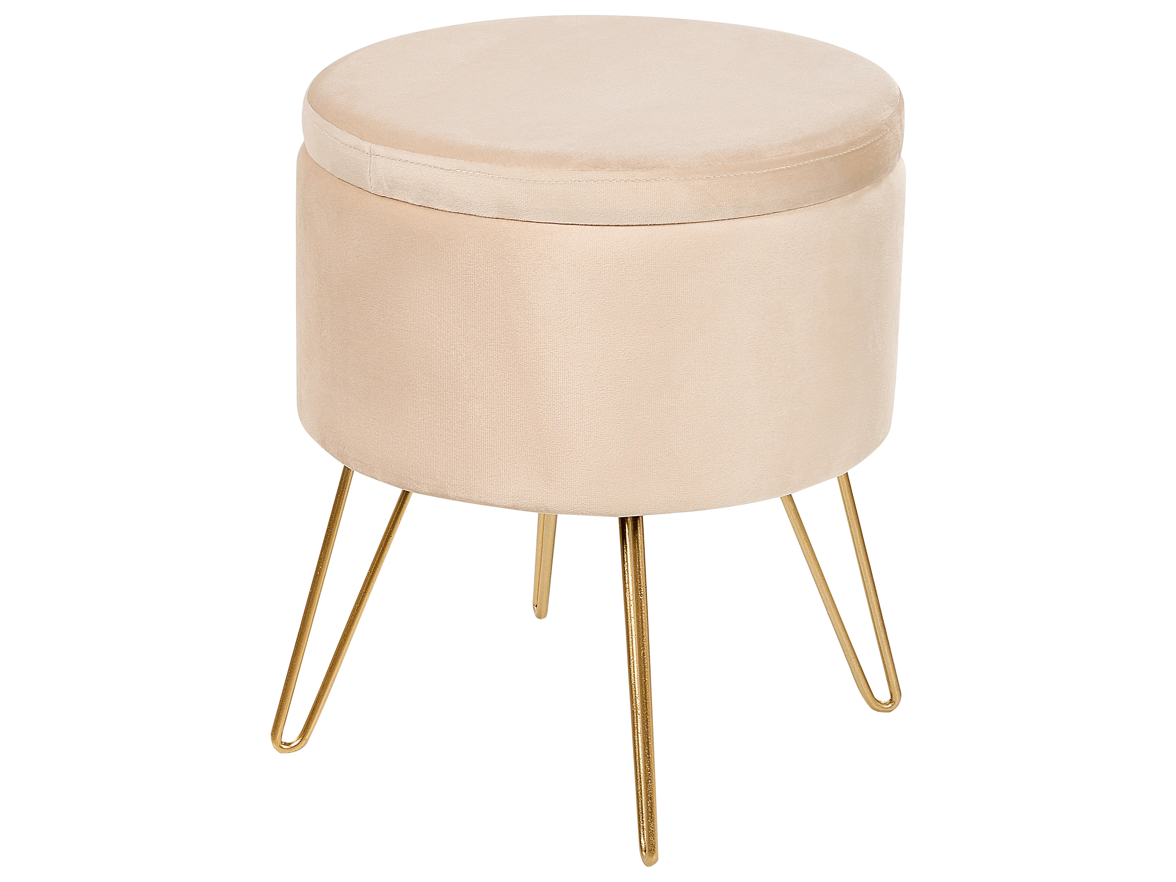 Poef met opbergruimte SILAS Fluweel Lichtbeige