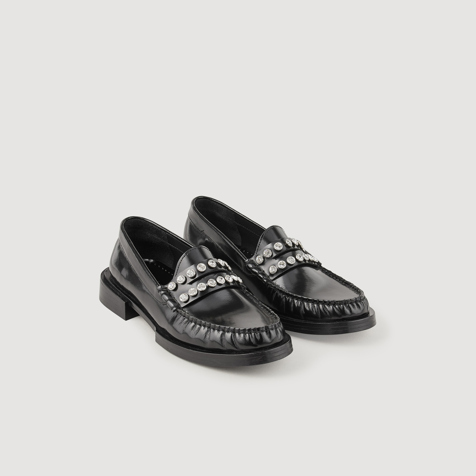 Mocassins en cuir á strass