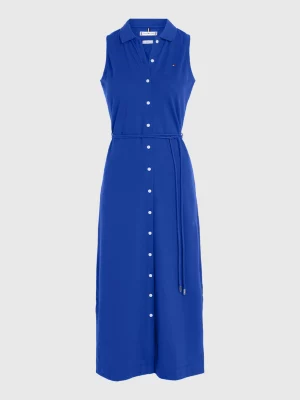 Vestido polo midi justo sem mangas