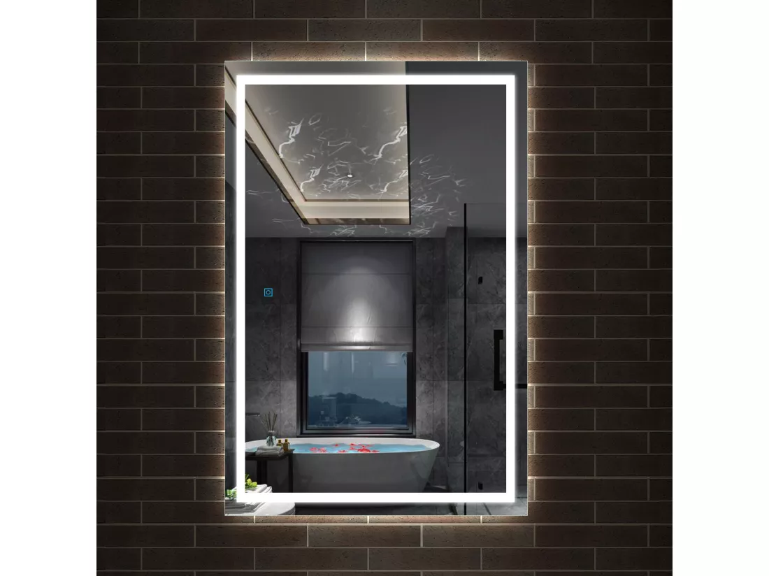 Miroir de Salle de Bain Anti-buée Miroir Lumineux LED Vertical ou Horizontal 120*80cm Aica