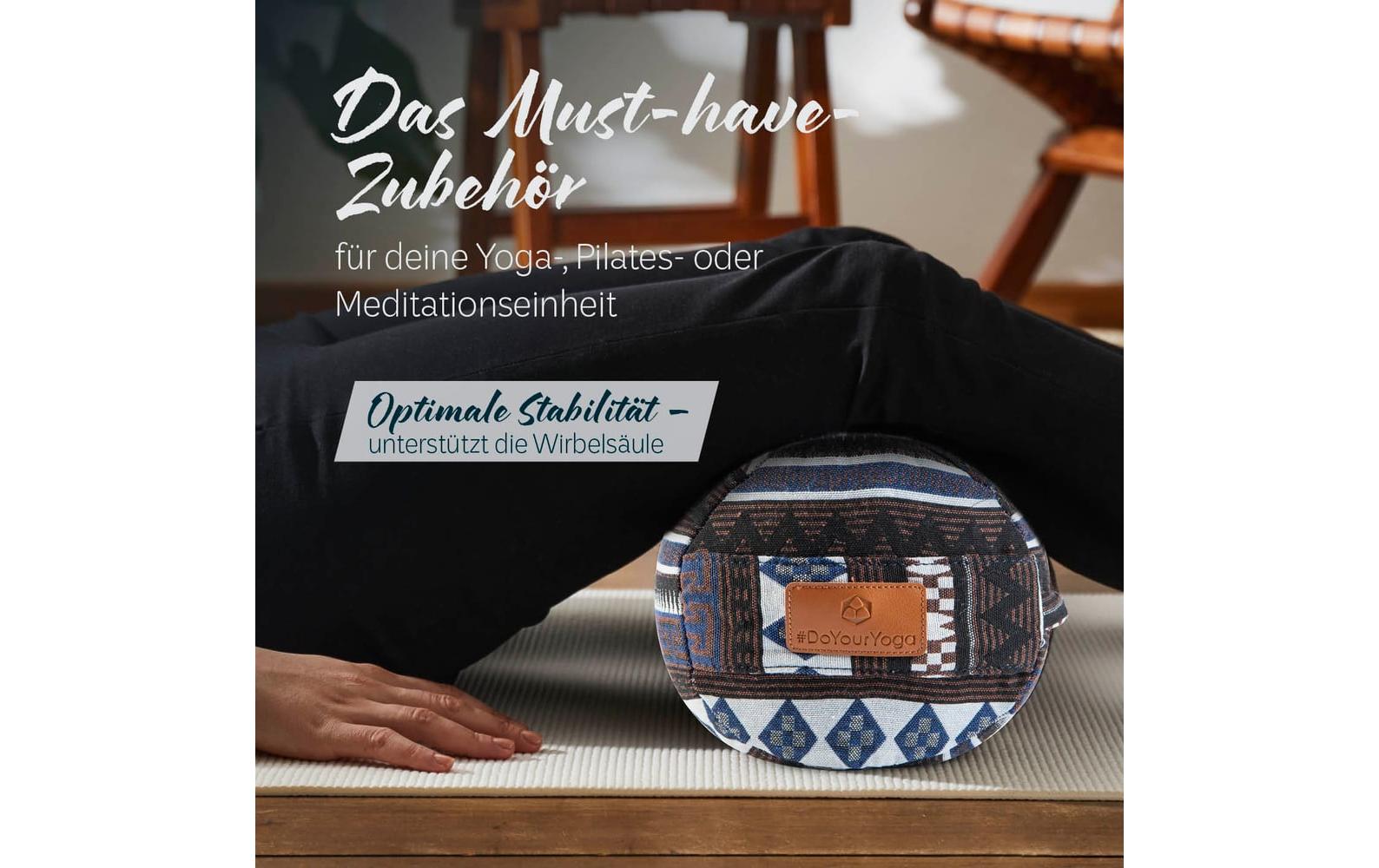 Yoga-Bolster Tarik, Dinkelspelz, Mehrfarbig/BraunYogarolle