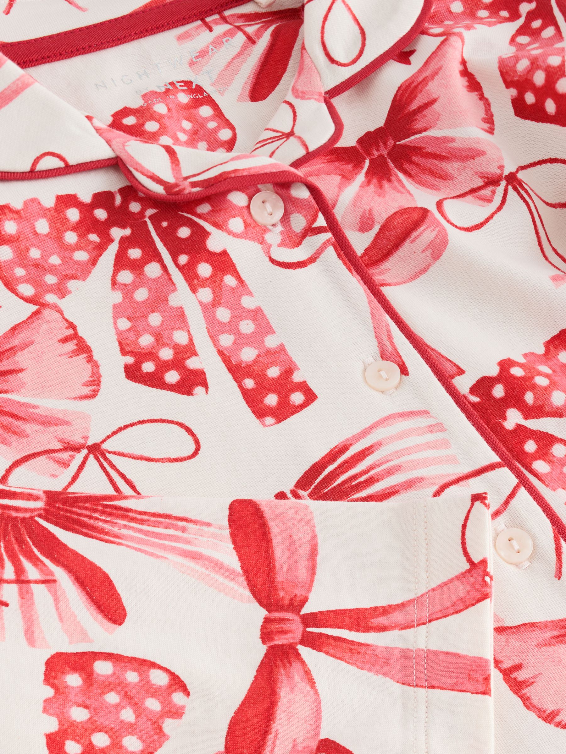 Rode/witte strik print - Pyjama met knoopsluiting (3-16jr)