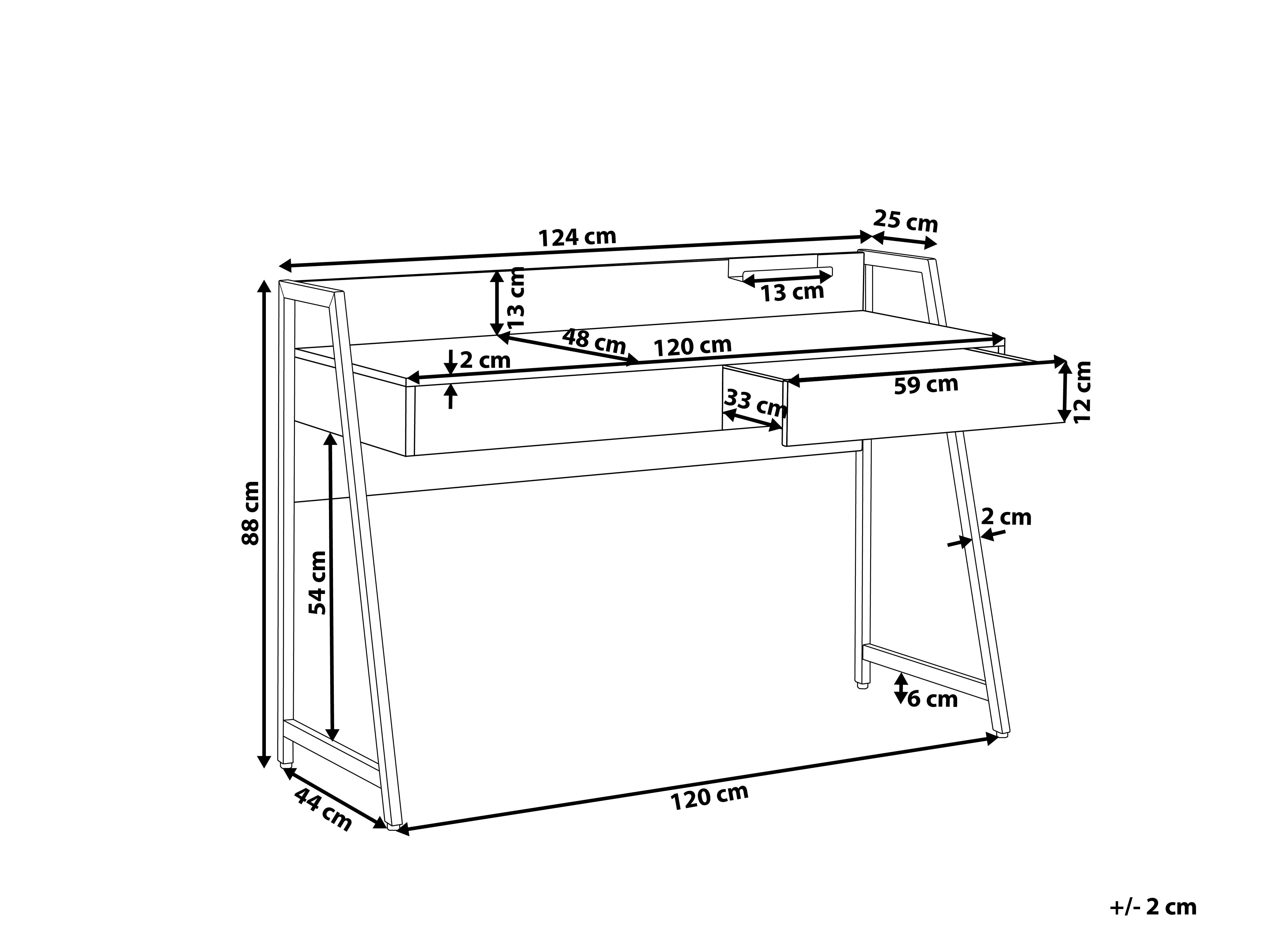 Bureau HARWICH Donkerbruin 120 cm 48 cm met opbergruimte