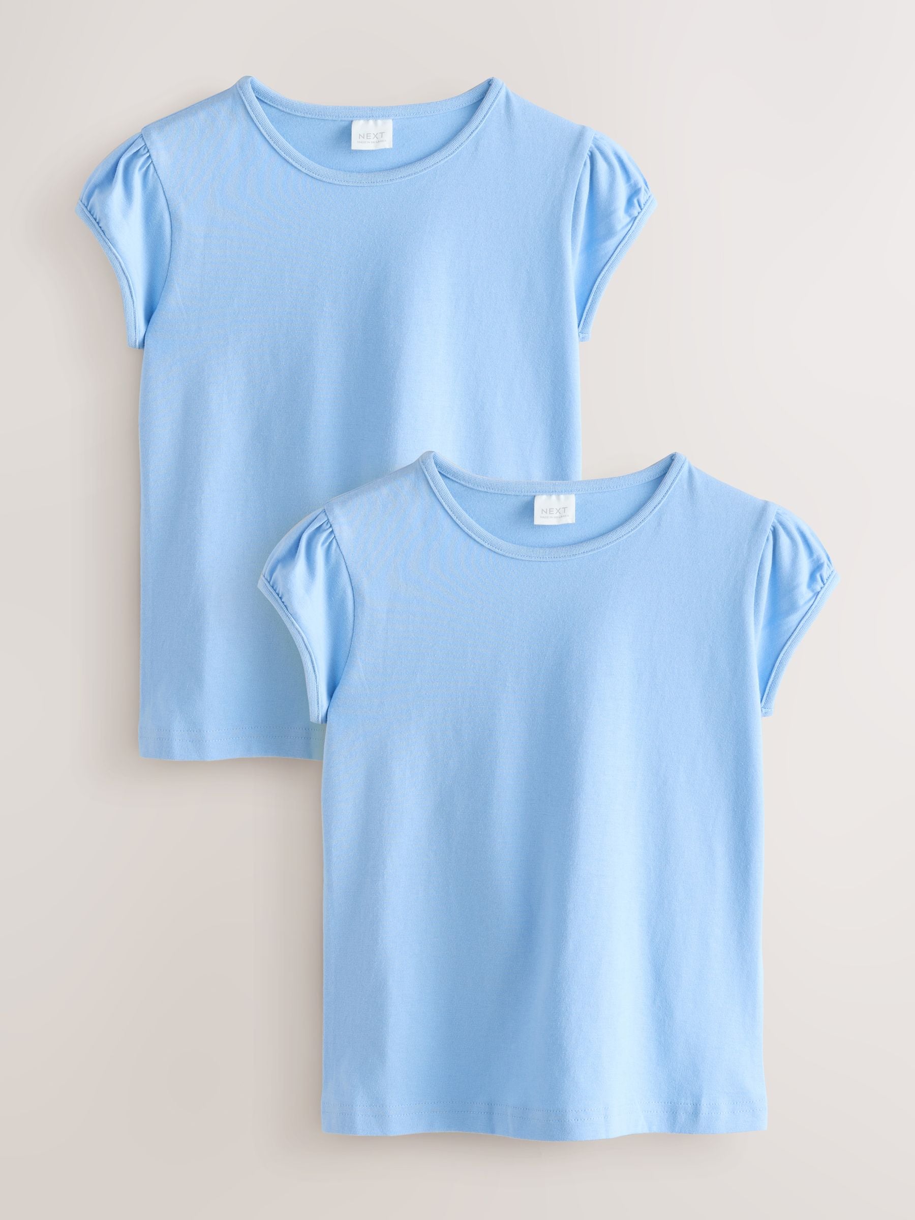 Lichtblauw - 2 -pack T-shirts met pofmouwen (3-16jaar)