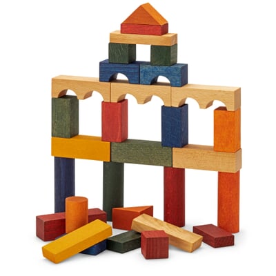 Holzbaukasten bunt