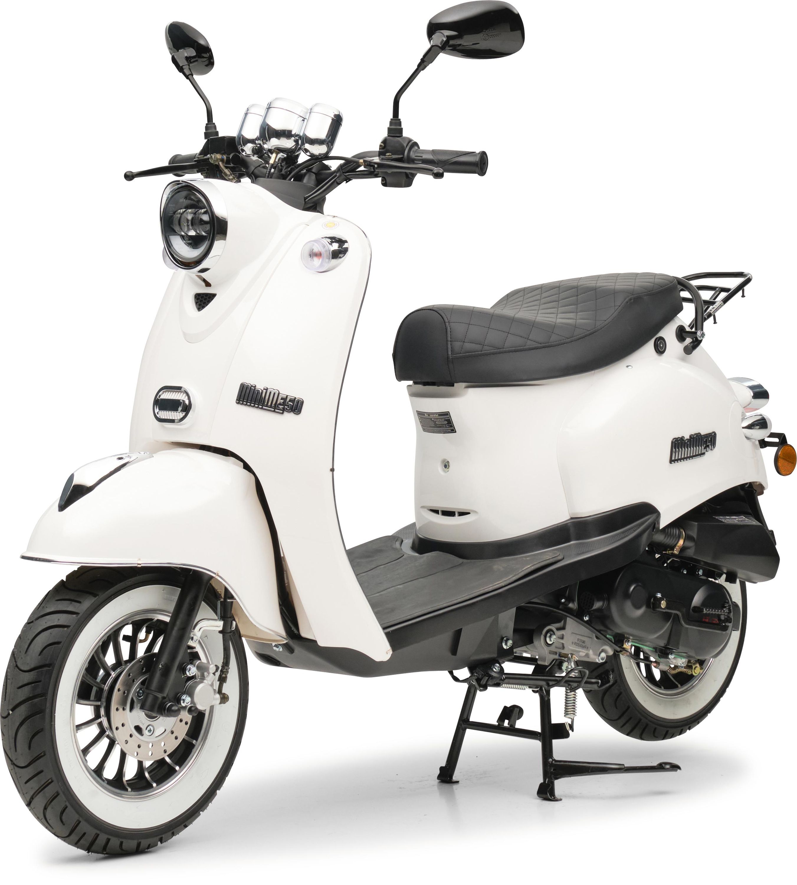 Motorroller Retro MiniMe 2.0 Weiß 50ccm 25 kmh Mofa Scooter