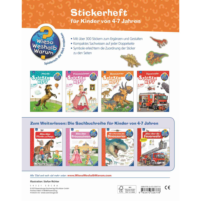 Dinosaurier Stickerheft - Wieso Weshalb Warum