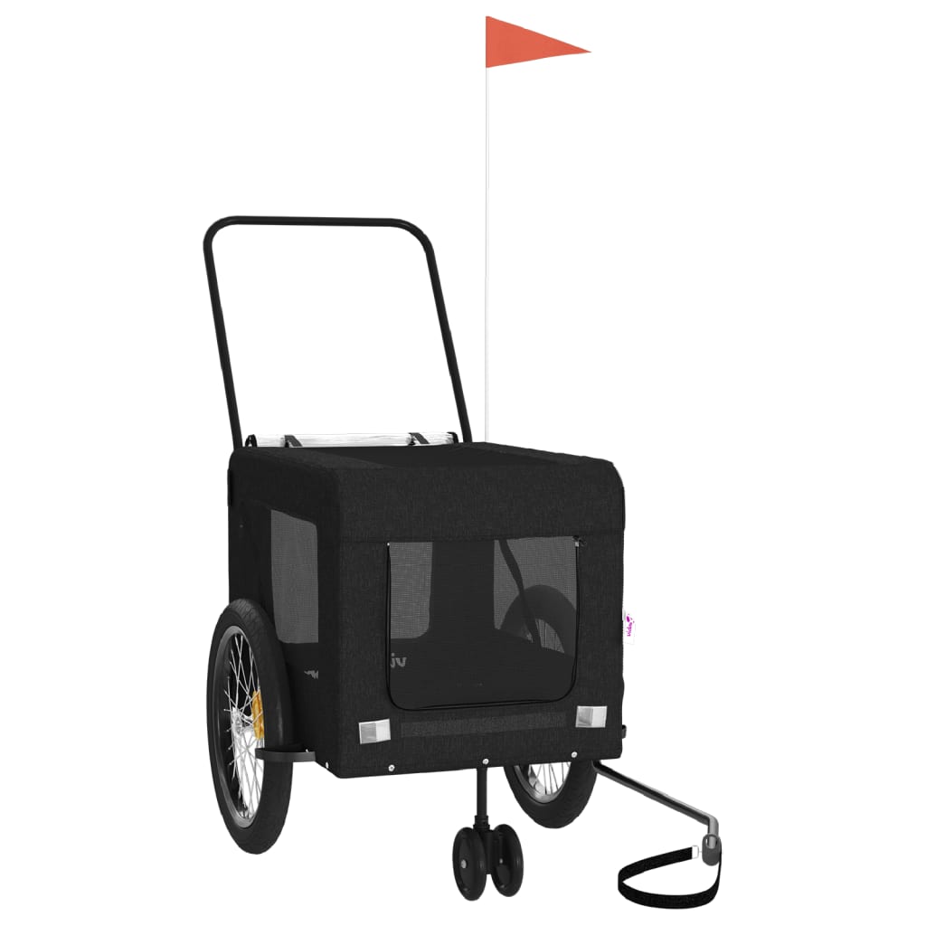 vidaXL Reboque para Bicicleta para Animais de Estimação em Tecido Oxford Preto