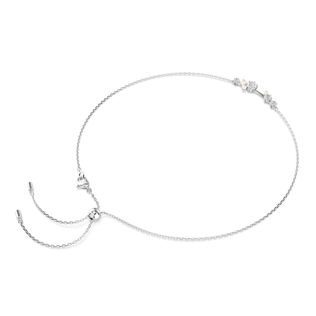 Swarovski Constella Halskette, Kristallperle, Rundschliffe, Weiss, Rhodiniert