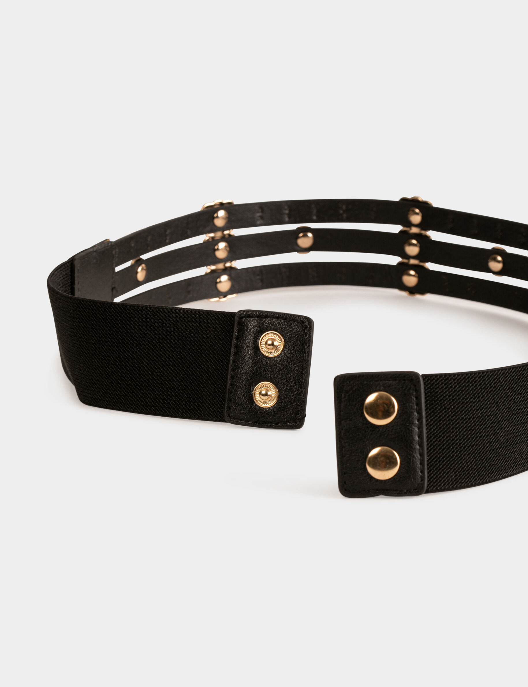 Ceinture élastiquée avec clous noir femme - noir