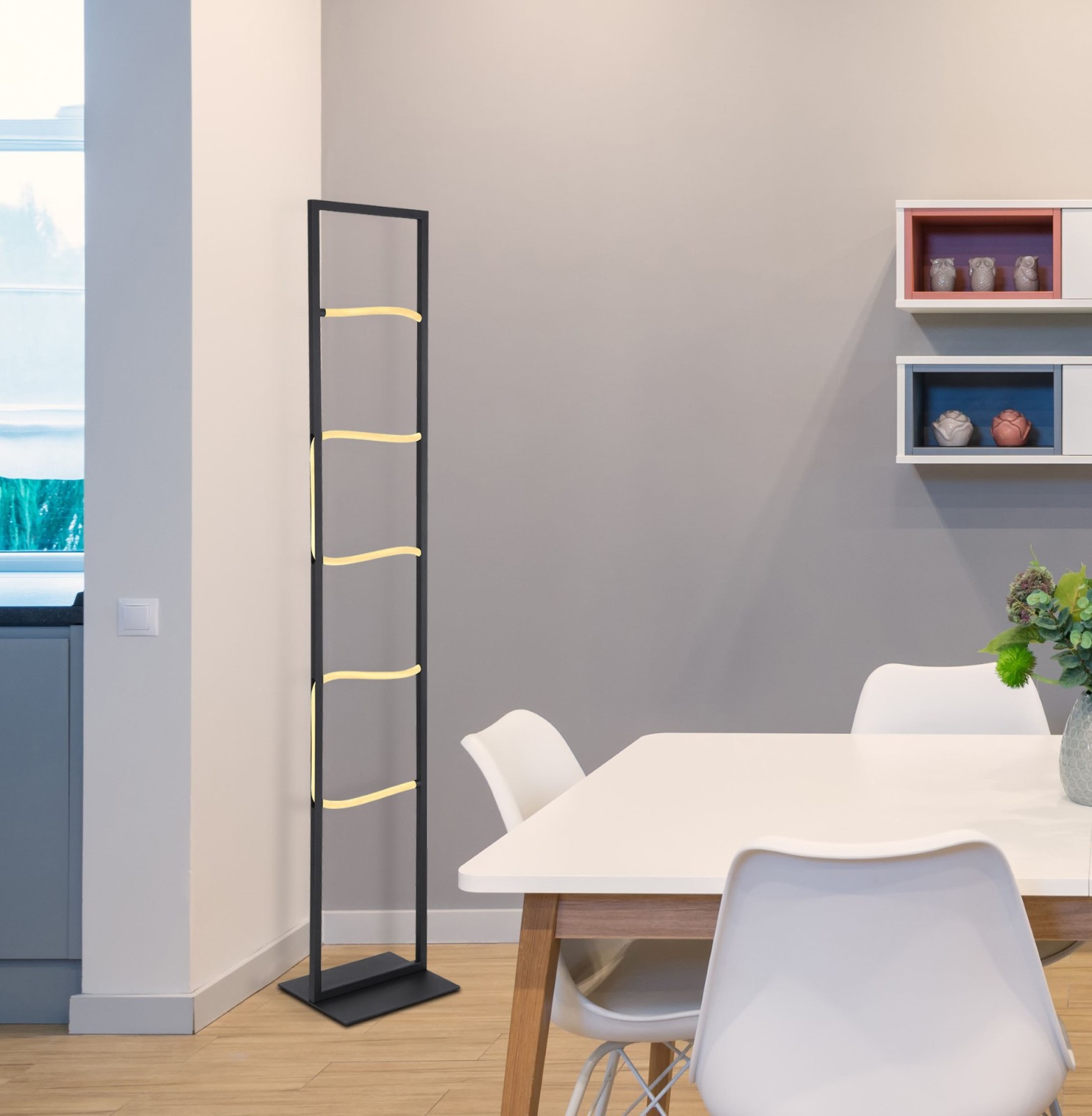 LED-Stehleuchte - schwarz matt-opal - 135 cm