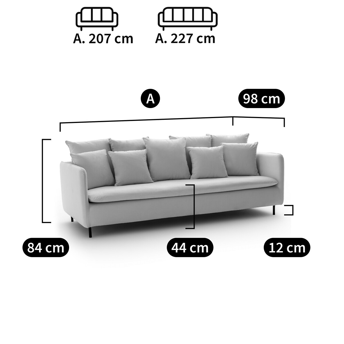 LA REDOUTE INTERIEURS<br>Sofá de veludo de 3 ou 5 lugares, Ivete