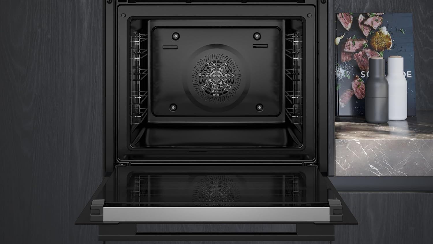 Siemens HB774G1B1, Stiftung Warentest Testsieger*, iQ700 Smarter Einbau-Backofen 60x60 cm, Made in Germany, activeClean Pyrolyse & humidClean Hydrolyse, Air Fry, Automatikprogramme, Touchscreen