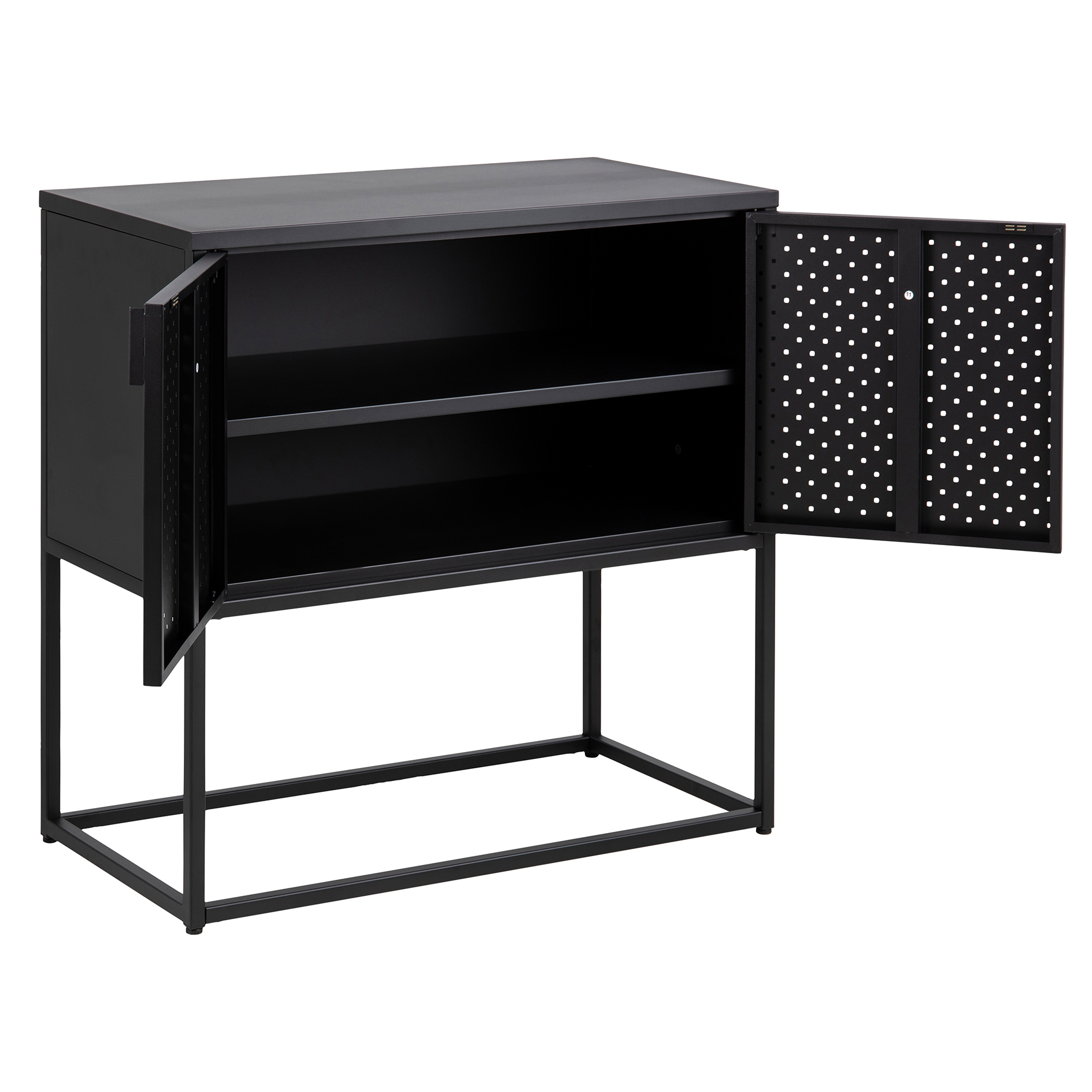 Anrichte NEWTON - schwarz matt - Stahl - 82 cm breit