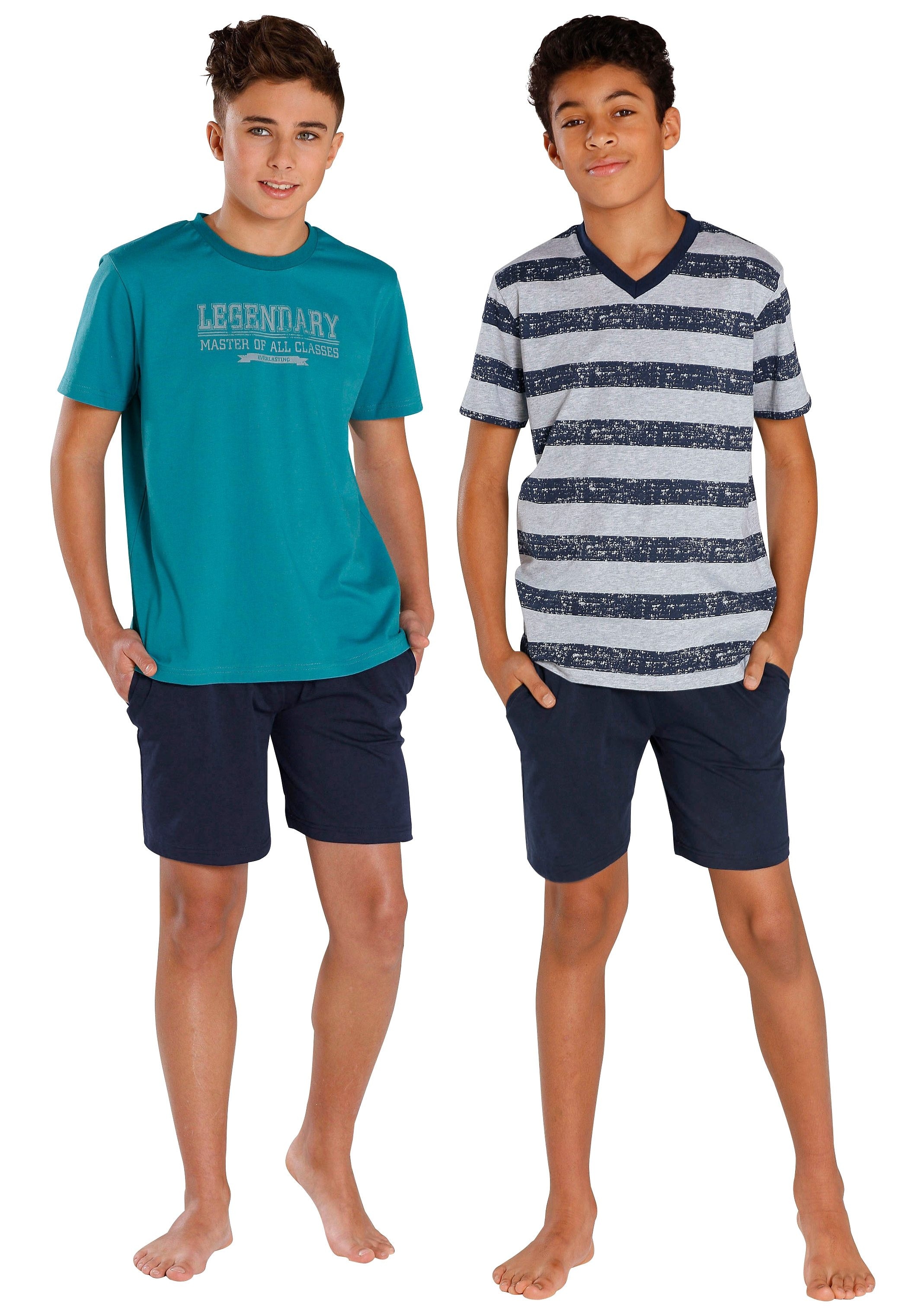 le jogger® Pyjama 2 Stück, 4 Stk. tlg., mit unterschiedlichen Shirts