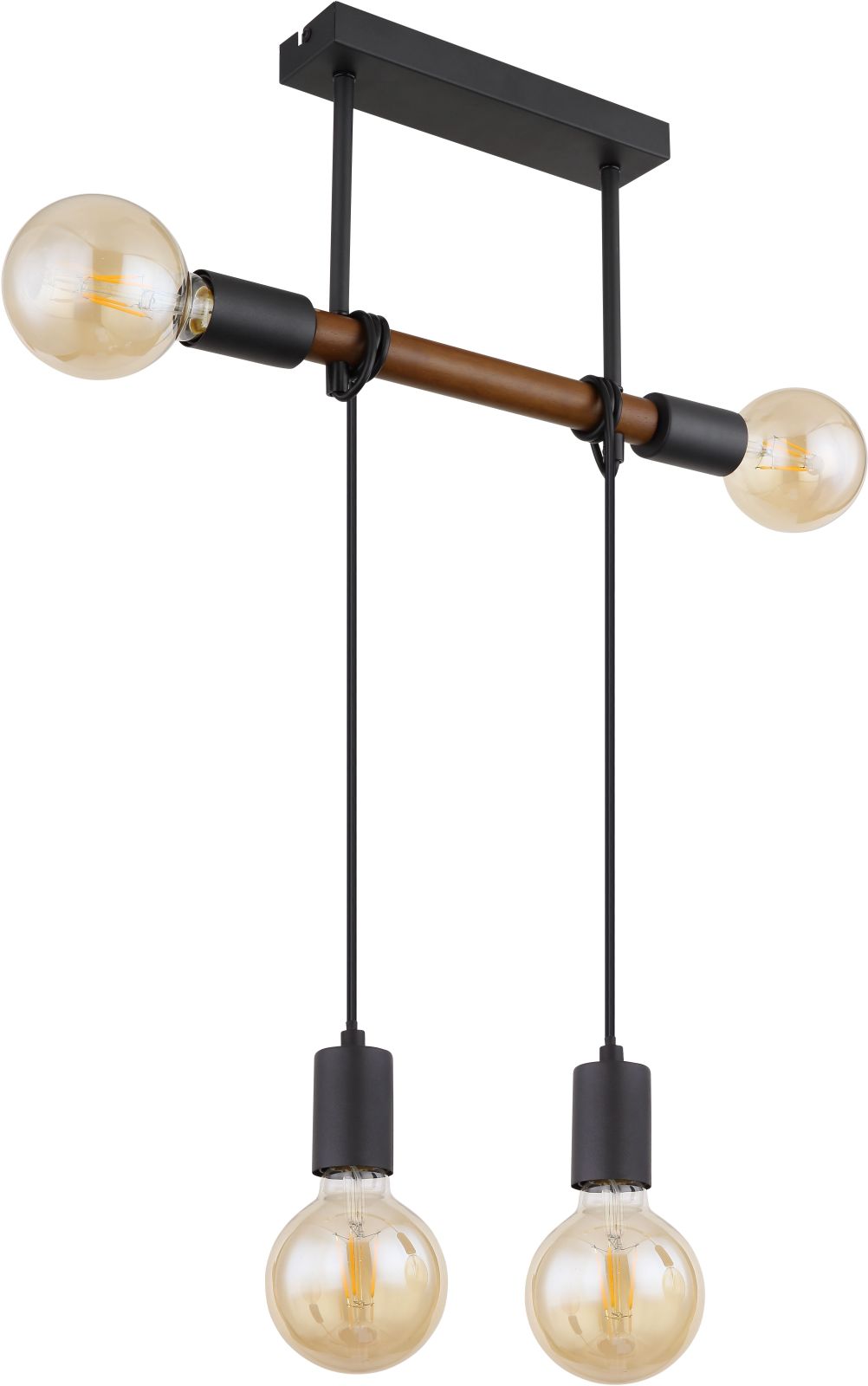 Deckenleuchte - schwarz matt - Holz - 100 cm