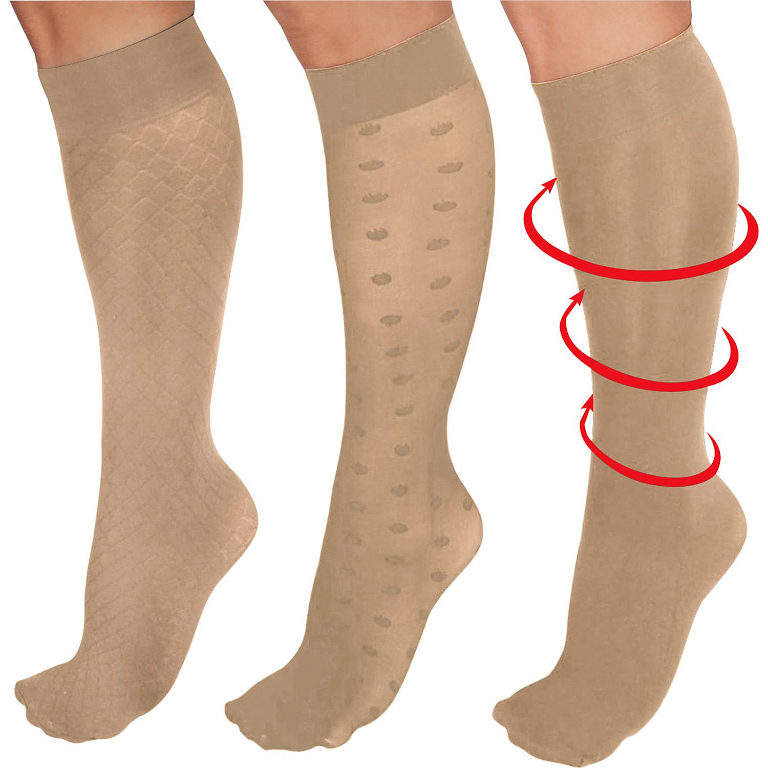 MedoVital Damen-Stütz-Kniestrümpfe 3 Paar