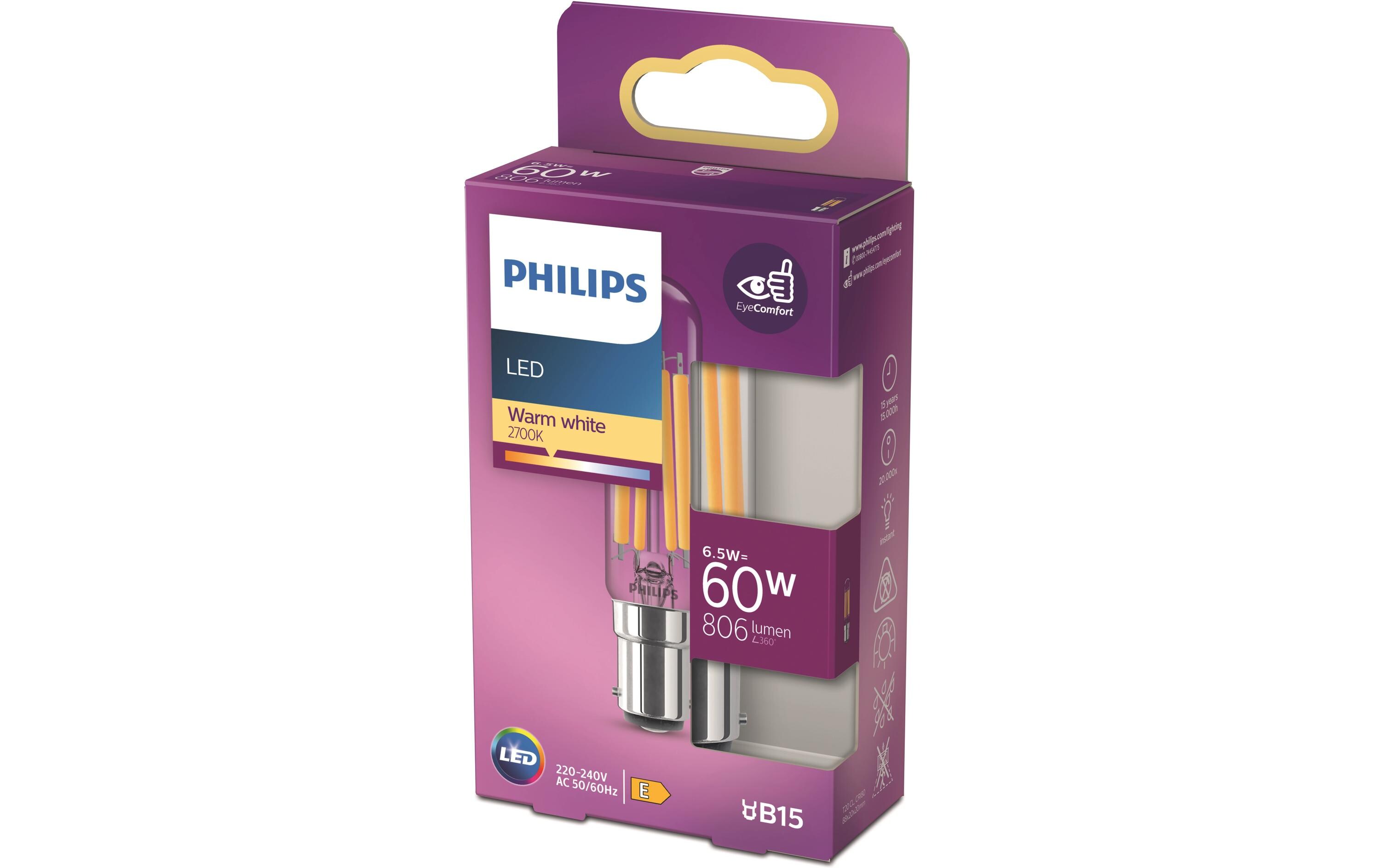 LED T20 l Stablampe, B15, Klar, Warmweiss, 60W ErsatzWarmweisses LED-Leuchtmittel T20 l mit klarem Glas
