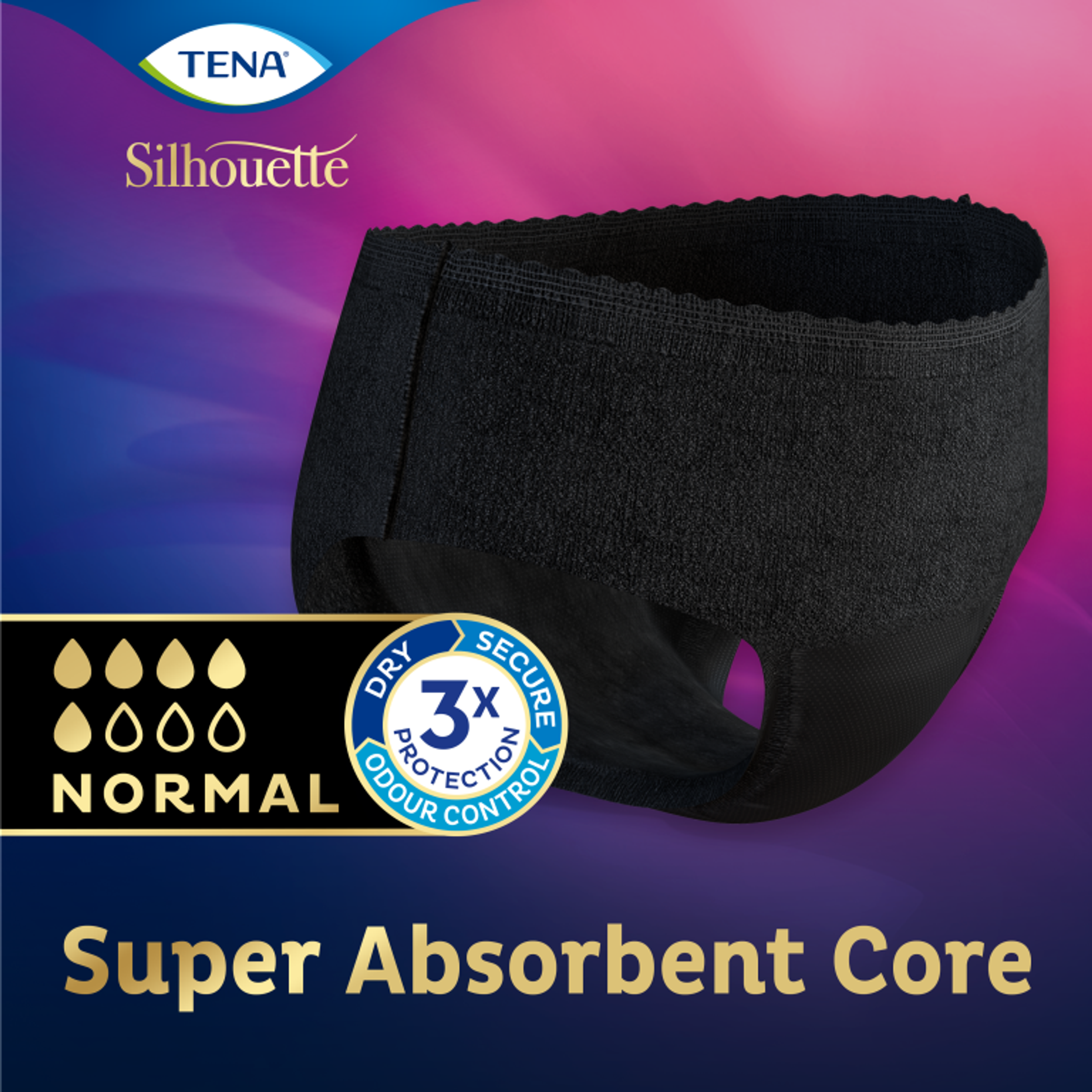 Tena Silhouette Plus Noir – Lage Taille M (12 stuks)