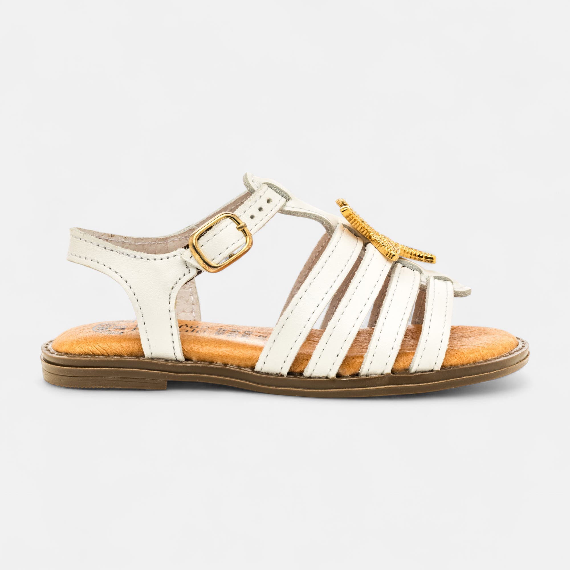 Nu-pieds Fille en cuir blanc