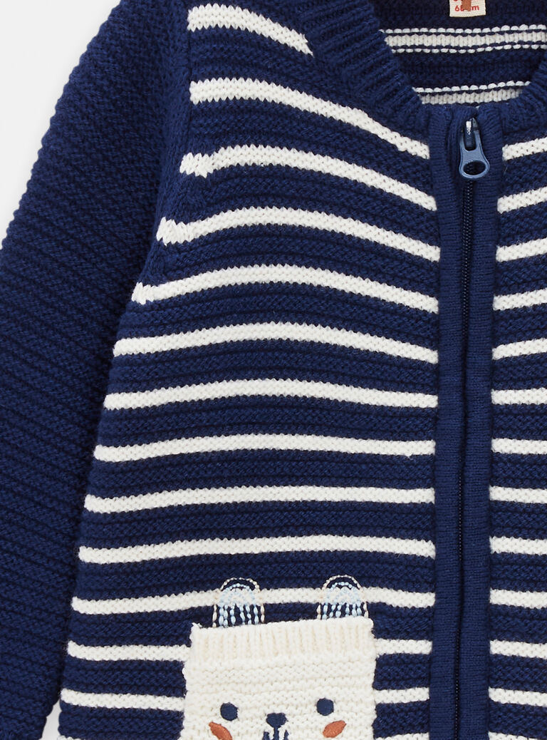 Gilet bleu marine à rayures pour bébé garçon