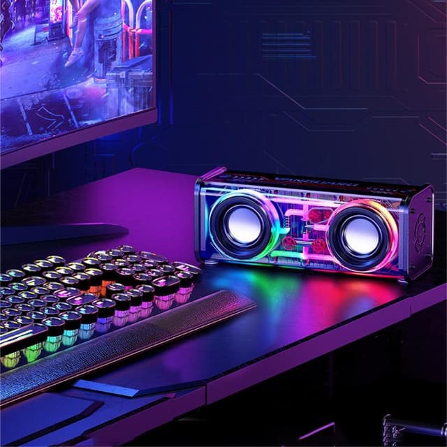Bluetooth Dual Horn Højttaler RGB Lys Subwoofer Musikafspiller