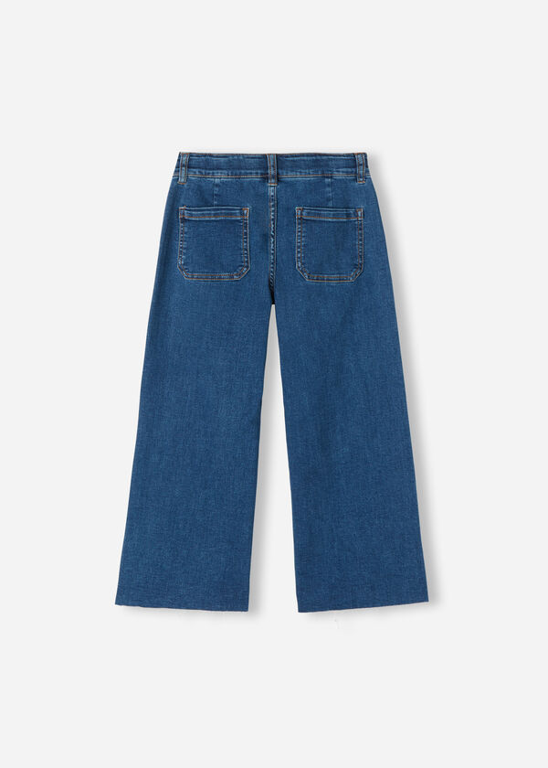 Calça jeans flare tie-dye para meninas