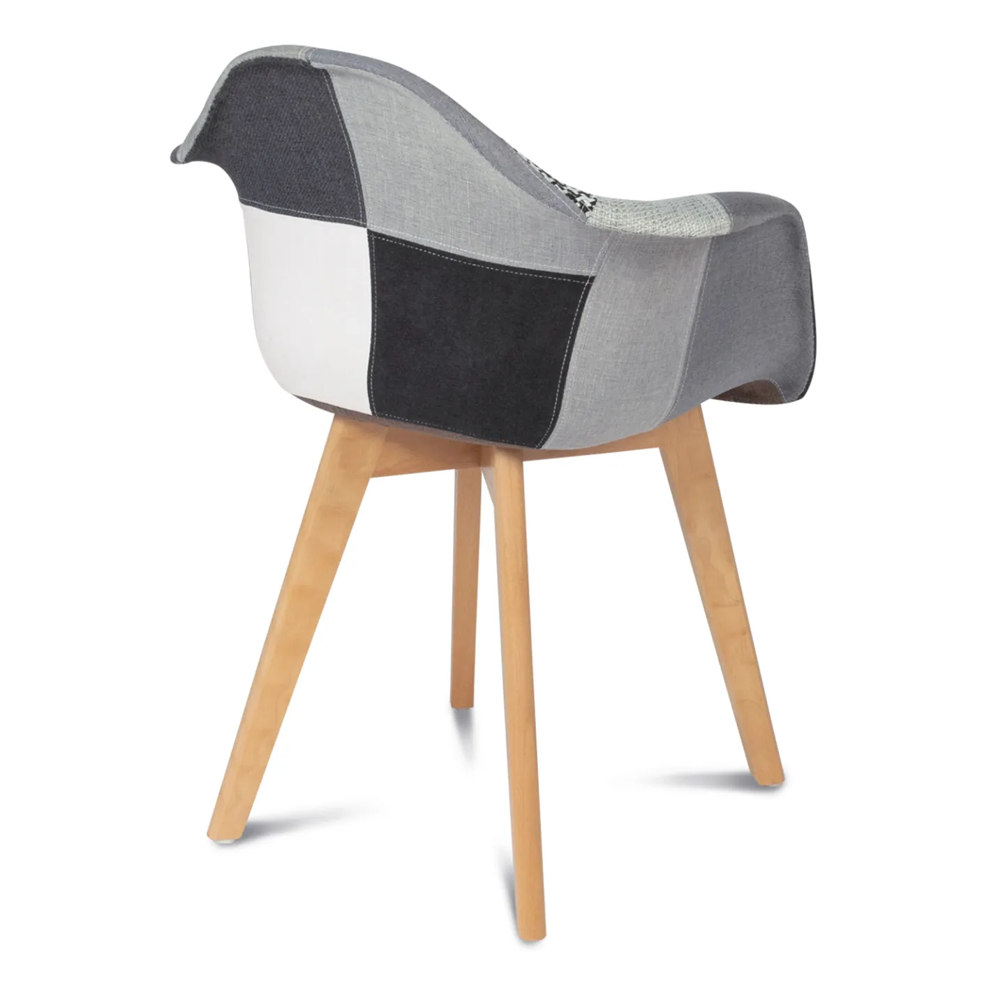Lot de 2 chaises de salle à manger scandinaves, fauteuils de table SARA motifs patchworks noirs, gris et blancs