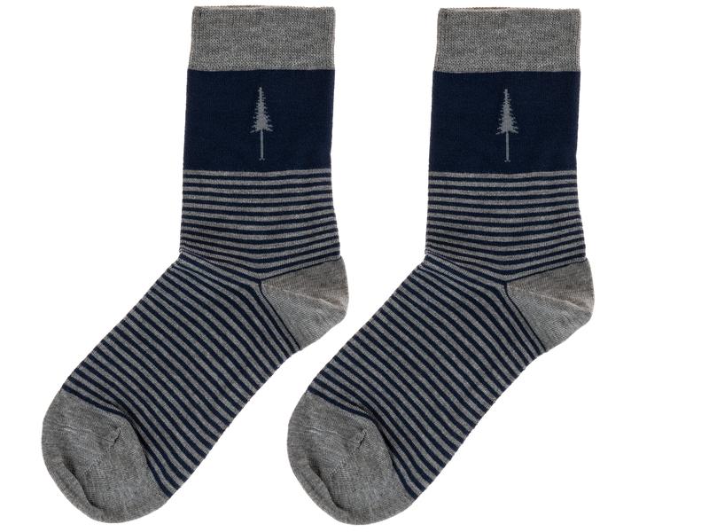 NIKIN TreeSocks Standard Stripes Dunkelblau/Grau Alltagssocken in Grösse 36 - 40