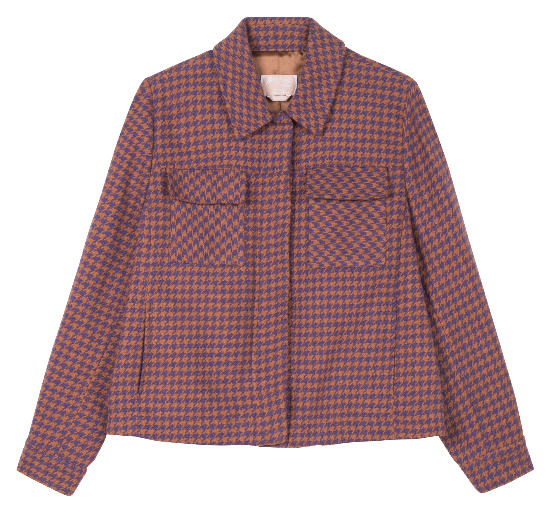 NEWPARIGI - Veste col tailleur motif pied-de-poule en coton mélangé | Violet