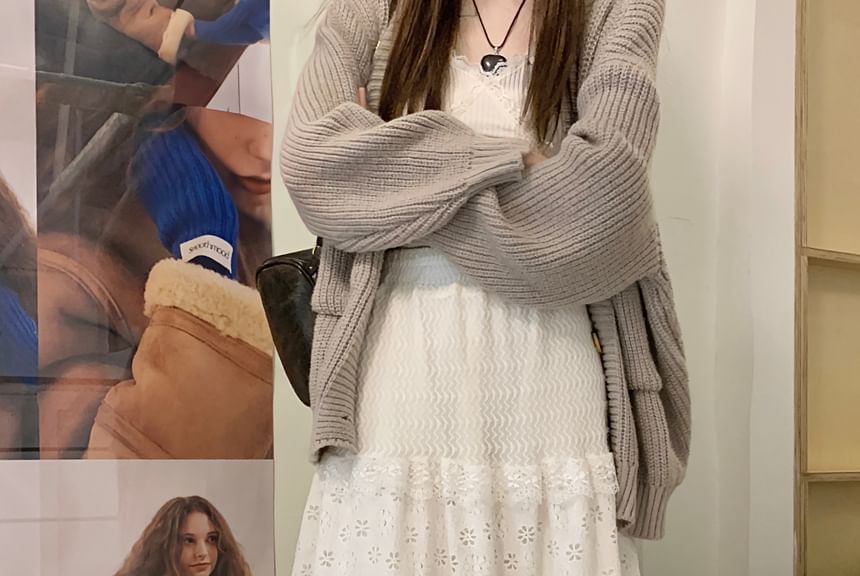 Monroll - Maxi A-lijn rok met elastische taille en ruches en kant