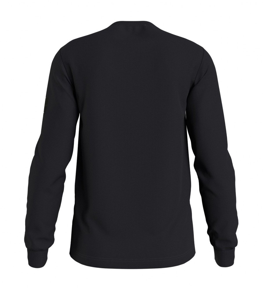 Moletom Calvin Klein Jeans Slim Fit de Manga Longa Preto com Textura em Relevo